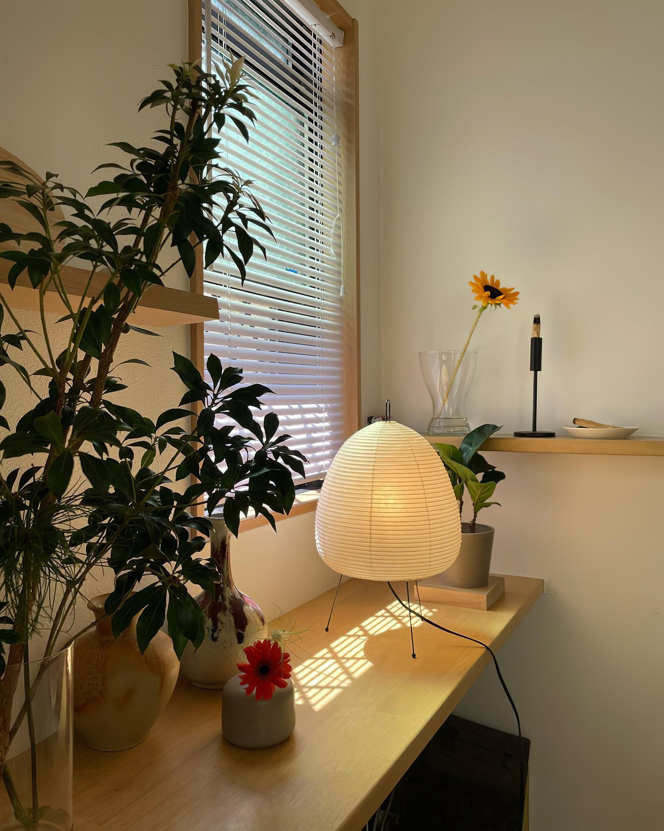 Bordslampa med Välvd Pappersskärm – Elegant Design för Mysig Belysning, Inomhus, E26/E27 Kompatibel, 43 cm H 4