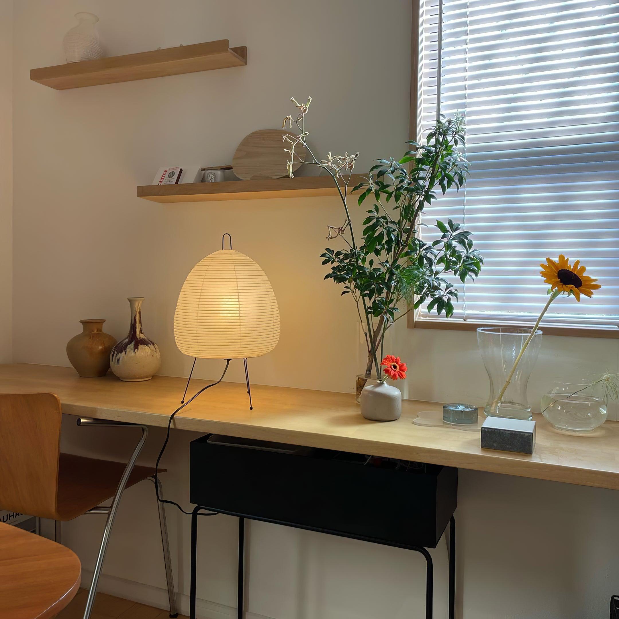 Bordslampa med Välvd Pappersskärm – Elegant Design för Mysig Belysning, Inomhus, E26/E27 Kompatibel, 43 cm H 6