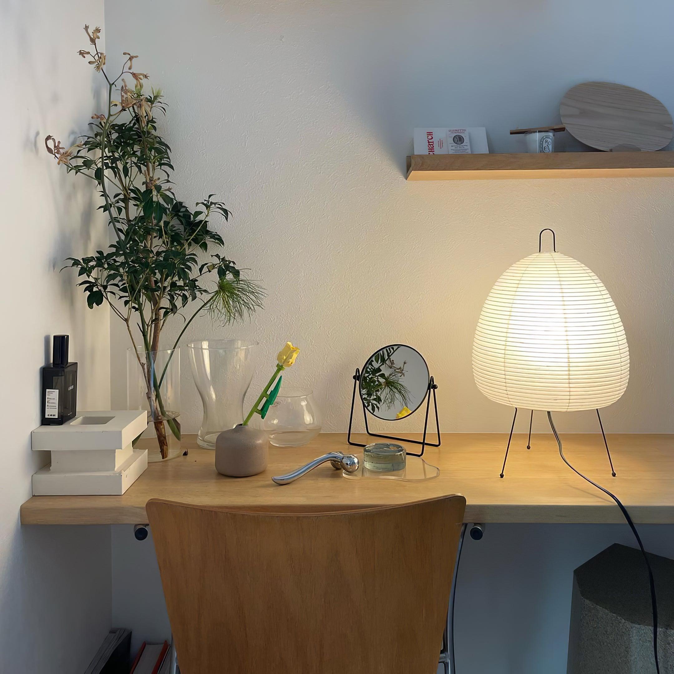 Bordslampa med Välvd Pappersskärm – Elegant Design för Mysig Belysning, Inomhus, E26/E27 Kompatibel, 43 cm H 7