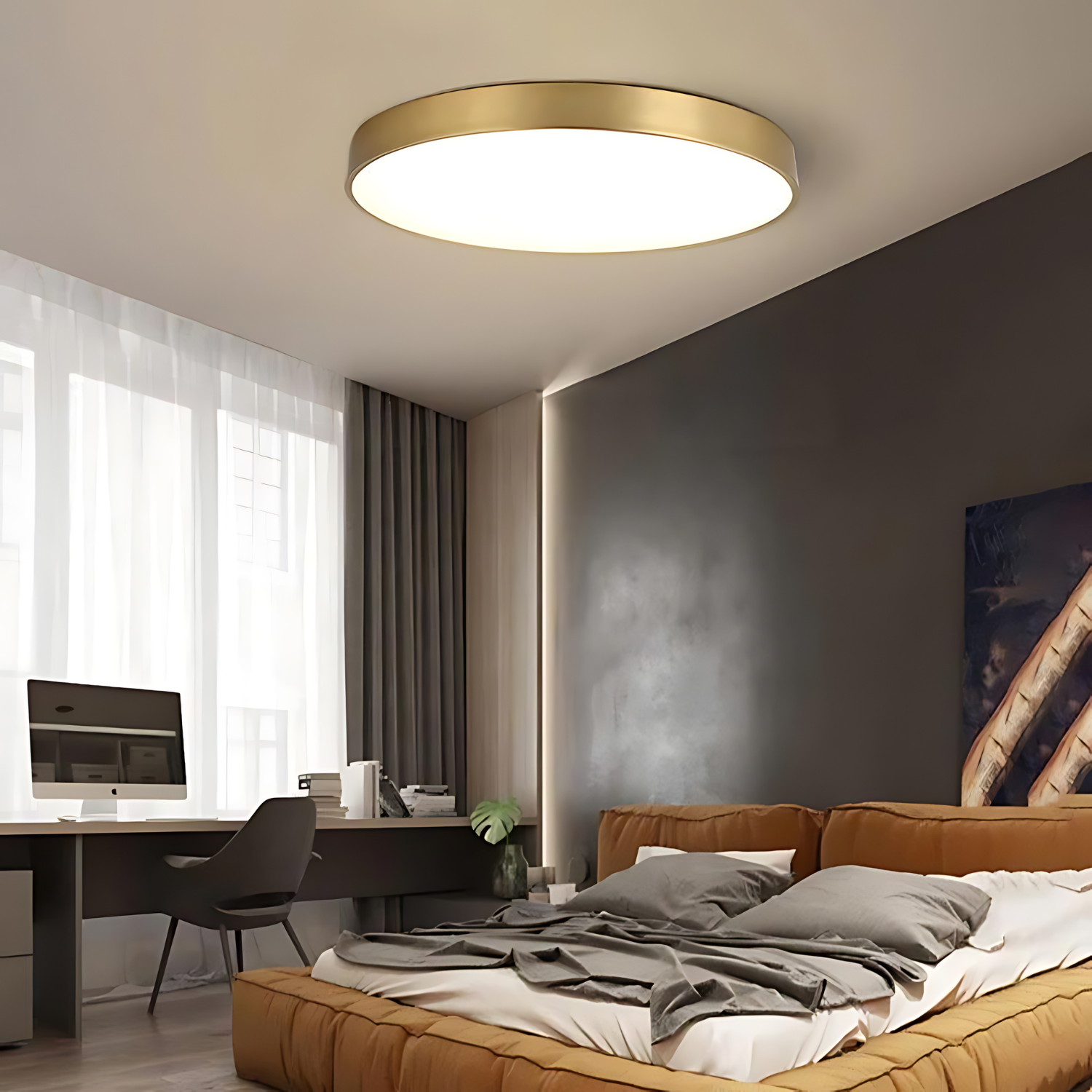 Dekorativ Taklampa i Svart och Guld med LED Belysning – Elegant Design för Vardagsrum och Sovrum 1
