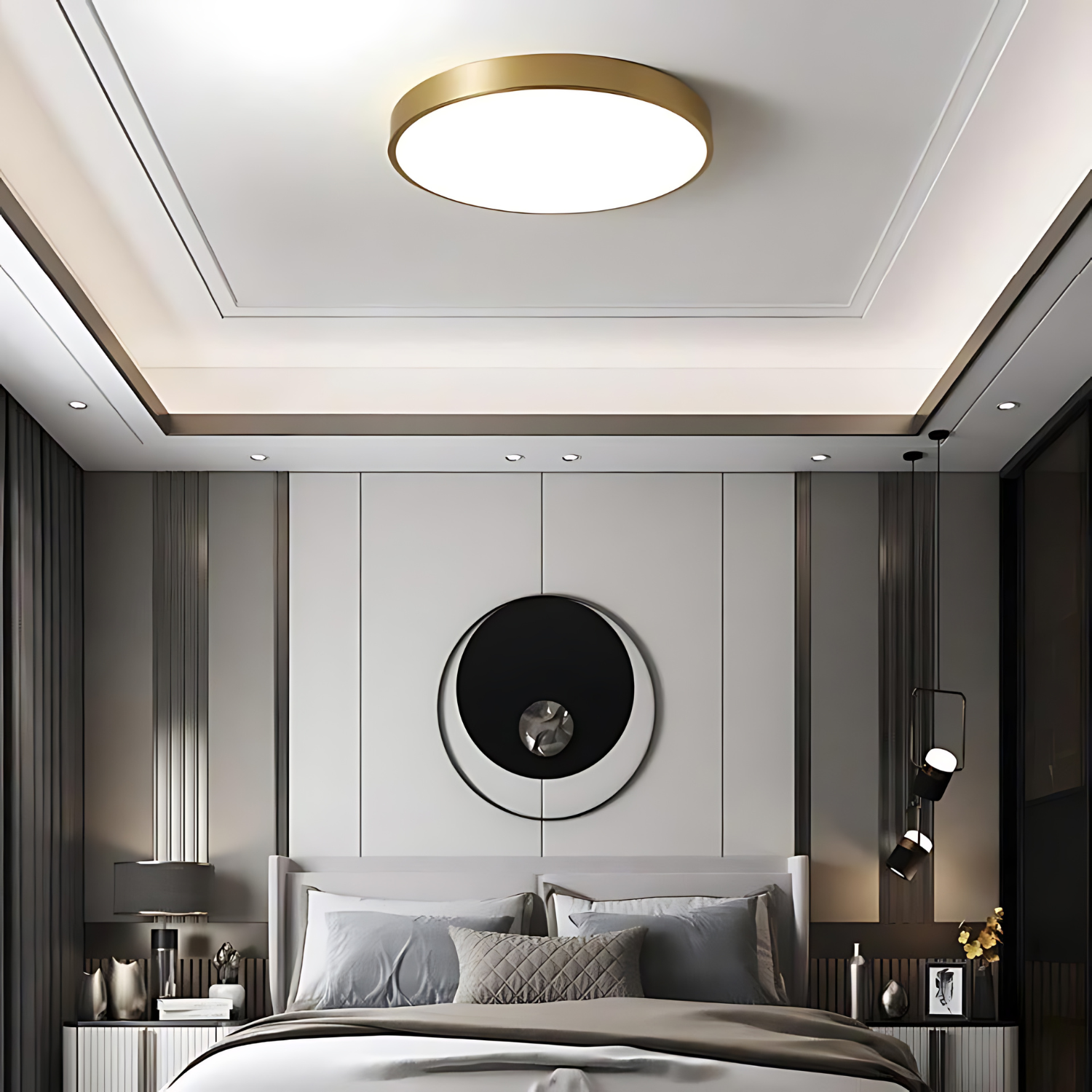 Dekorativ Taklampa i Svart och Guld med LED Belysning – Elegant Design för Vardagsrum och Sovrum 6
