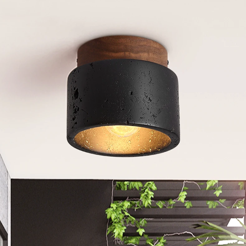 Elegant Taklampa i Svart Sten för Vardagsrum och Sovrum – Lugnande Belysning med Modern Design 8