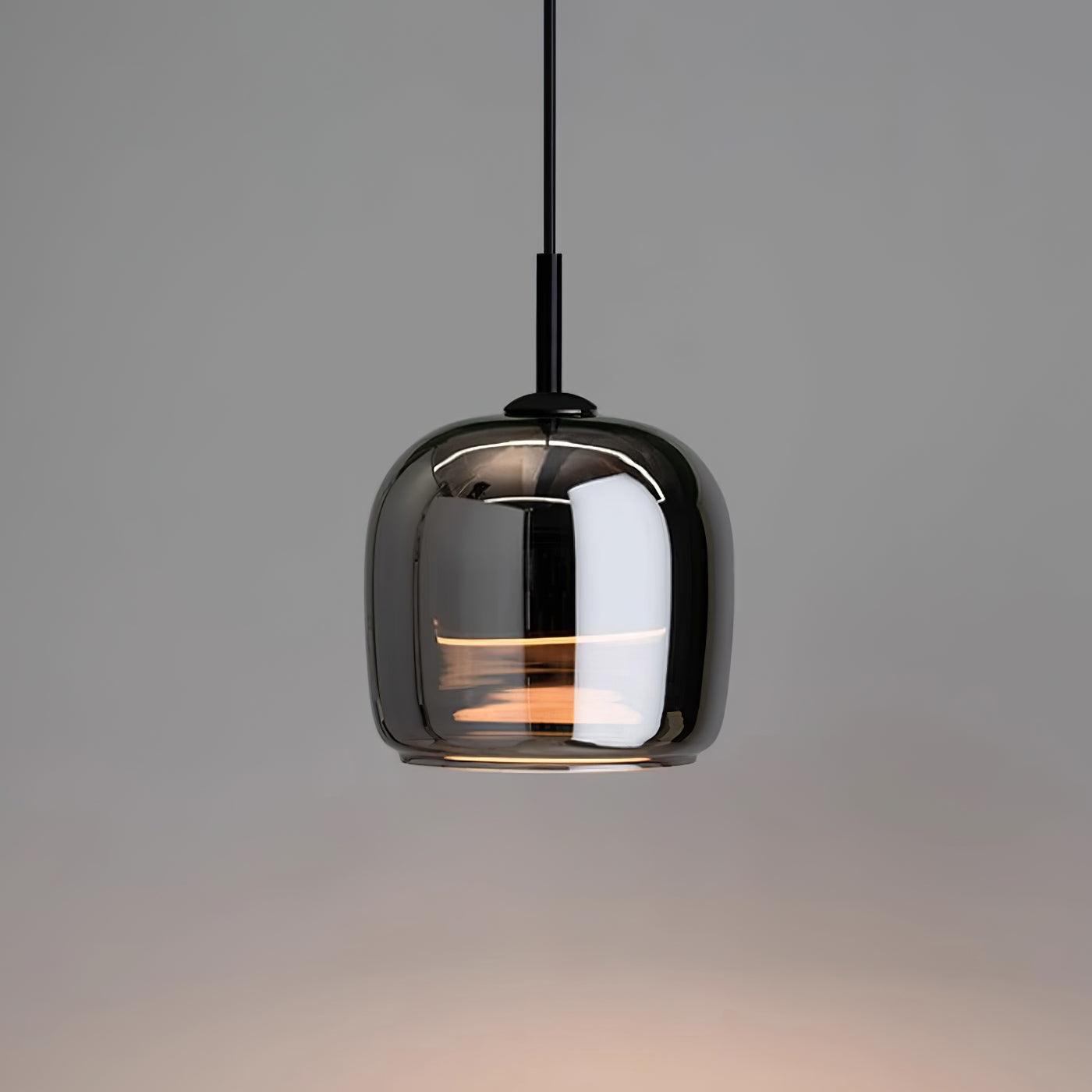 Hängande LED-lampa i Svart Glas för Matsal – Modern Design, Rökig Glasskugga, Integrerad Ljuslösning 0
