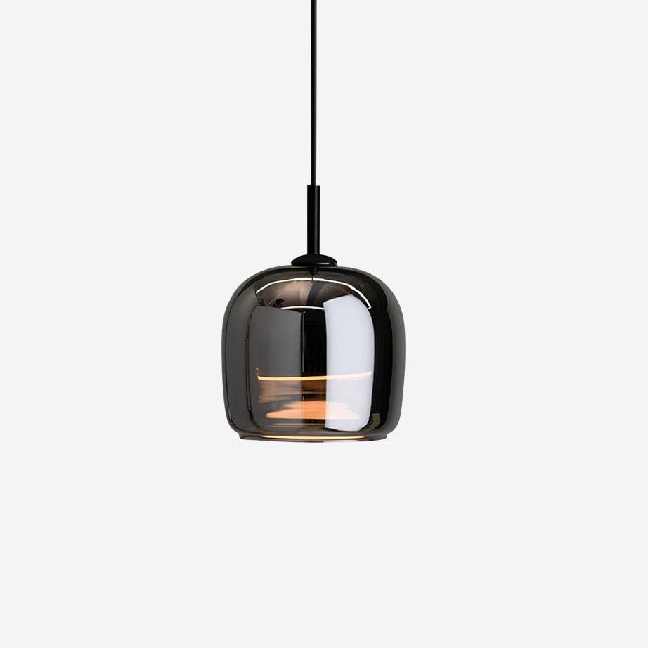 Hängande LED-lampa i Svart Glas för Matsal – Modern Design, Rökig Glasskugga, Integrerad Ljuslösning 1