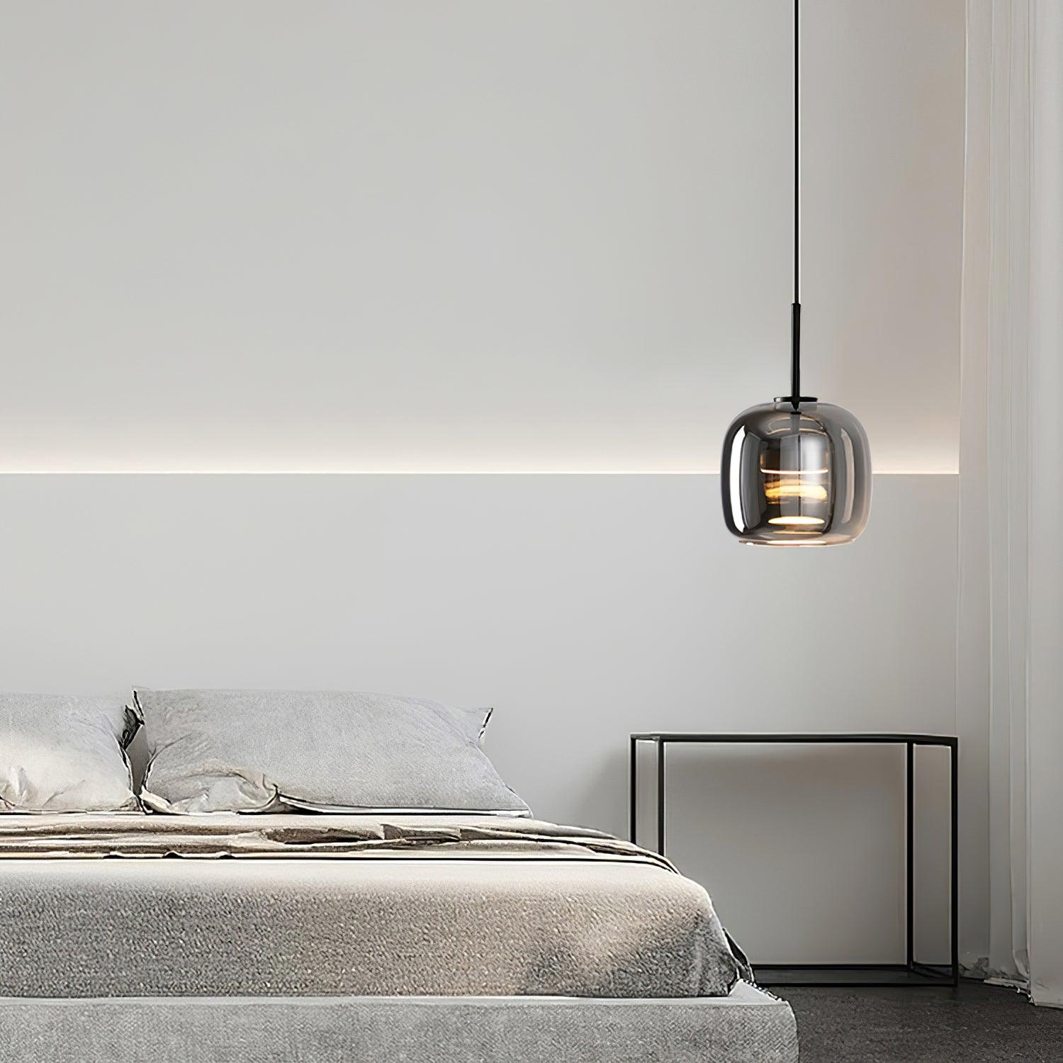 Hängande LED-lampa i Svart Glas för Matsal – Modern Design, Rökig Glasskugga, Integrerad Ljuslösning 4