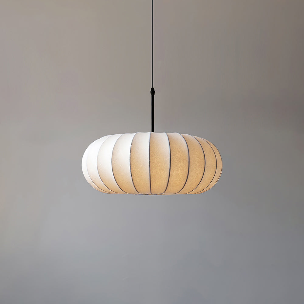 Hänglampa i Japansk Minimalism Wabi-Sabi Stil – Justerbar Kabellängd, Diameter 30/40 cm, Elegant Tygskärm 0