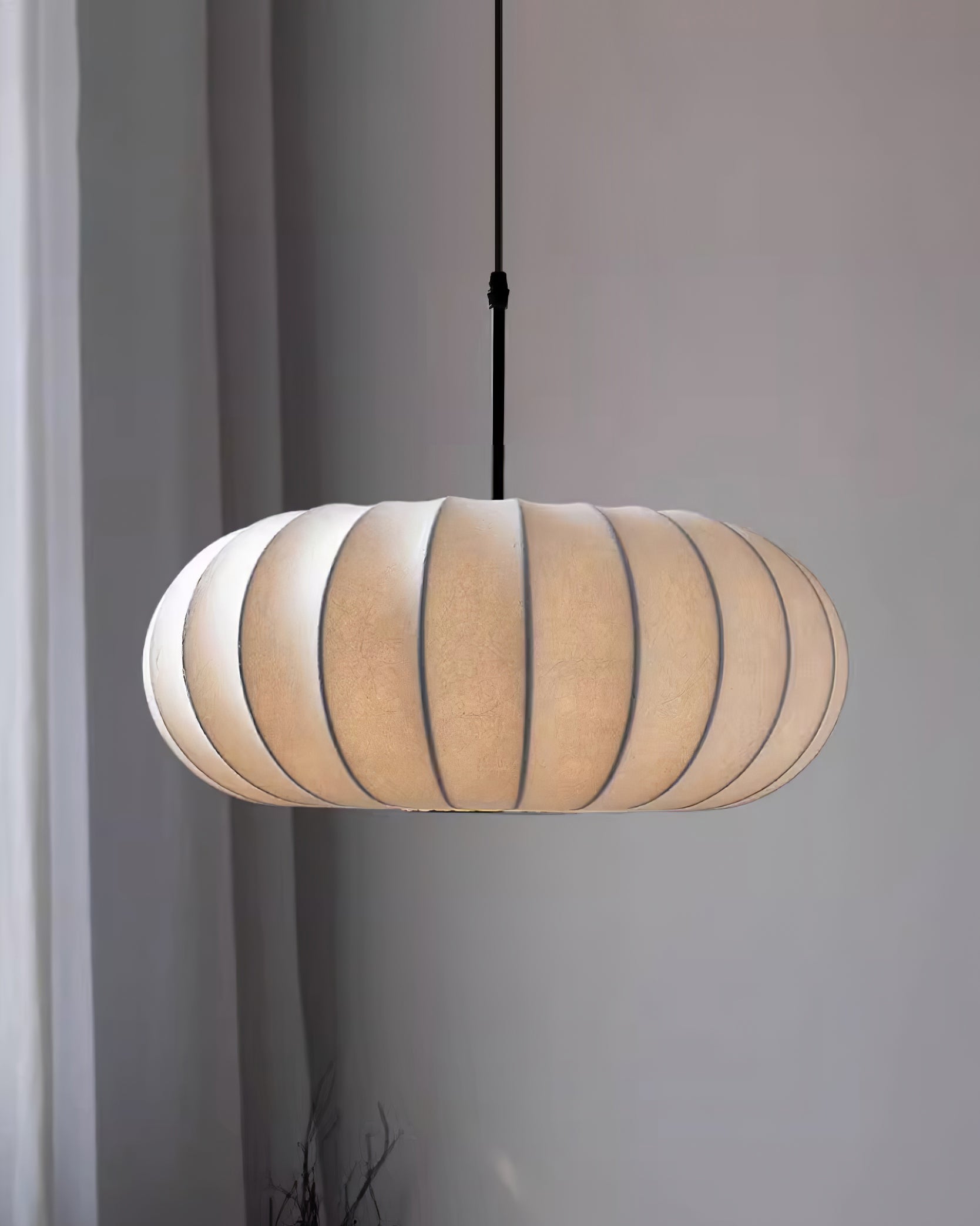 Hänglampa i Japansk Minimalism Wabi-Sabi Stil – Justerbar Kabellängd, Diameter 30/40 cm, Elegant Tygskärm 3