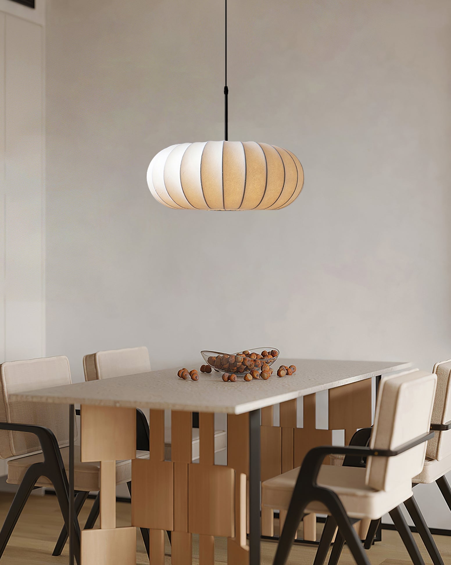 Hänglampa i Japansk Minimalism Wabi-Sabi Stil – Justerbar Kabellängd, Diameter 30/40 cm, Elegant Tygskärm 7