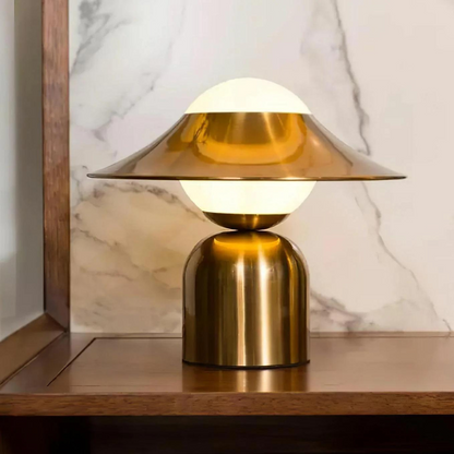 Vintage Bordslampa i Glas och Metall med Justerbar Ljusintensitet – Elegant Inredning för Hemmet 1