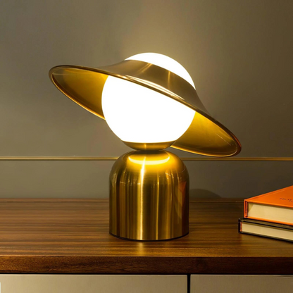 Vintage Bordslampa i Glas och Metall med Justerbar Ljusintensitet – Elegant Inredning för Hemmet 2