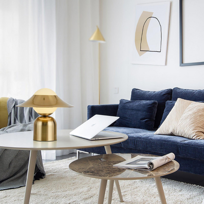 Vintage Bordslampa i Glas och Metall med Justerbar Ljusintensitet – Elegant Inredning för Hemmet 3